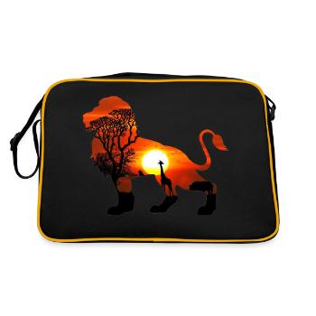 Majestic Lion - Animal Drawing - Retro Bag - black/gold - Back