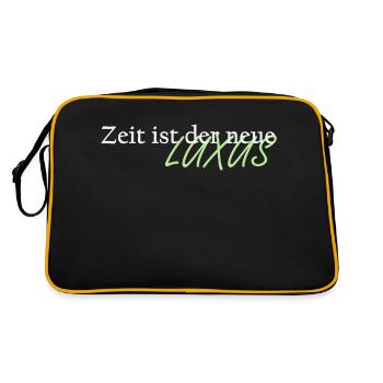 Zeit ist der neue Luxus - Retro Tasche - Schwarz/Gold - Hinten