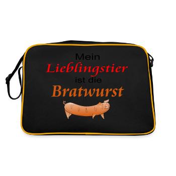 Lieblingstier Bratwurst - Retro Tasche - Schwarz/Gold - Hinten