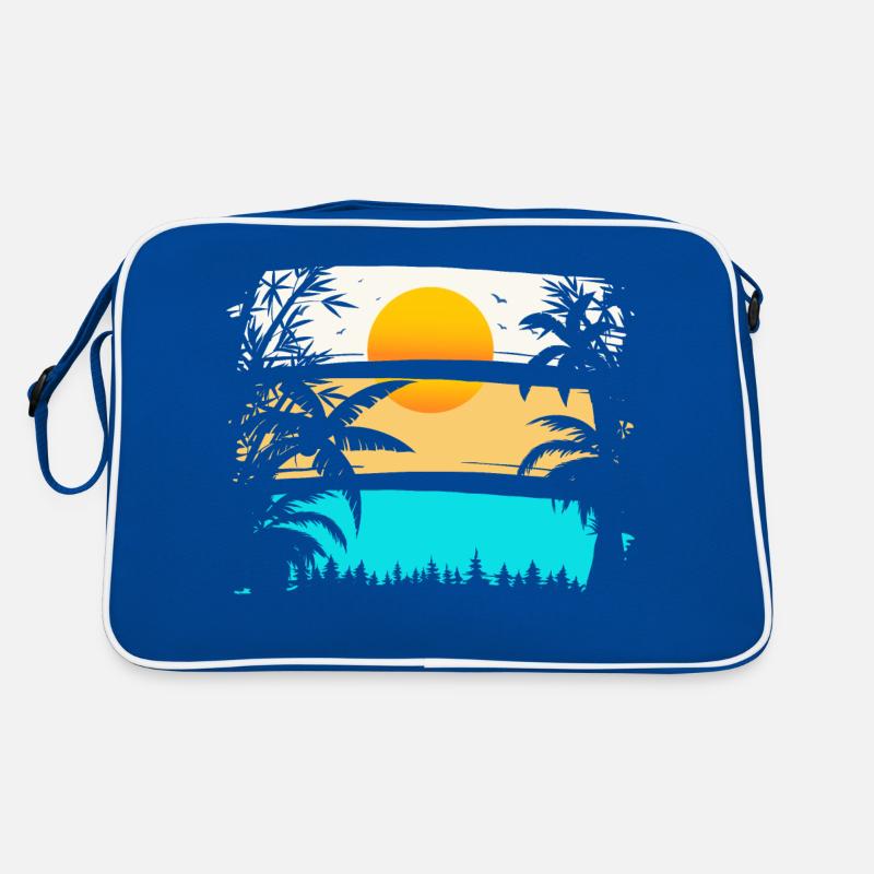 SUNDOWN - PALM TREES, SUN Retro Tasche