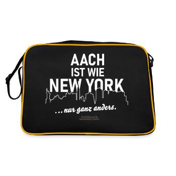 Aach ist wie New York ... nur ganz anders - Retro Tasche - Schwarz/Gold - Hinten