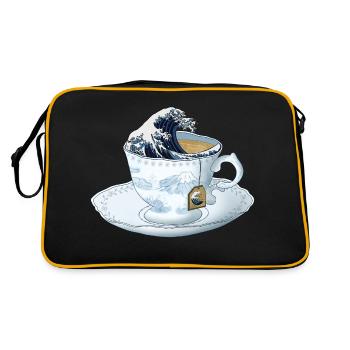 vague de thé La Grande Vague au large de Kanagawa - Sac Retro - noir/or - Dos