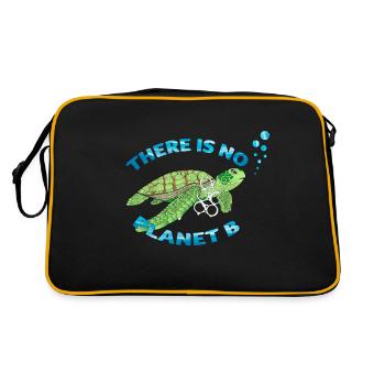 Keine Planet B Schildkröte - Retro Tasche - Schwarz/Gold - Hinten