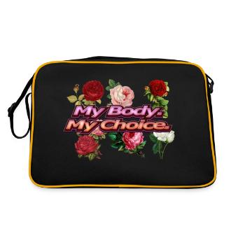 My Body, My Choice (Floral Abortion Flower Design) - Retro Bag - black/gold - Back