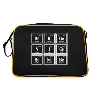 Sei nett Sei freundlich | Periodensystem der Elemente - Retro Tasche - Schwarz/Gold - Hinten