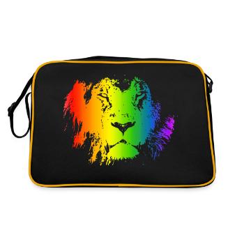 Lion Rainbow Animal Face colorful cat-like - Retro Bag - black/gold - Back