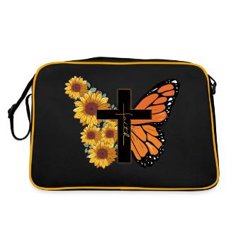 Fleur de papillon Dicton motivationnel Femme - Sac Retro - noir/or - Dos