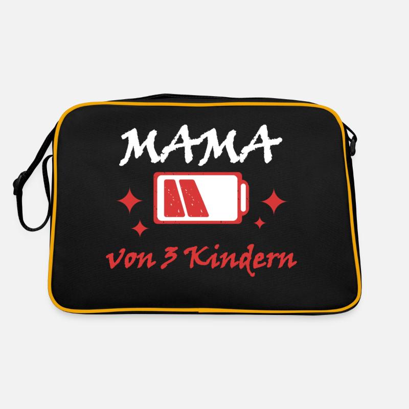 Akku leer Mama von 3 Kindern Mutter Muttertag Kind Retro Tasche