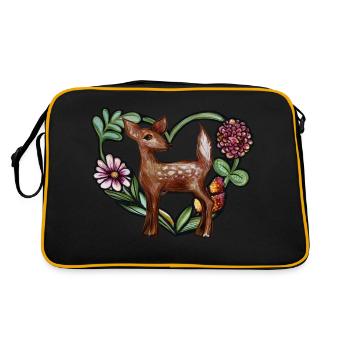Cute Fawn Art - Retro Bag - black/gold - Back