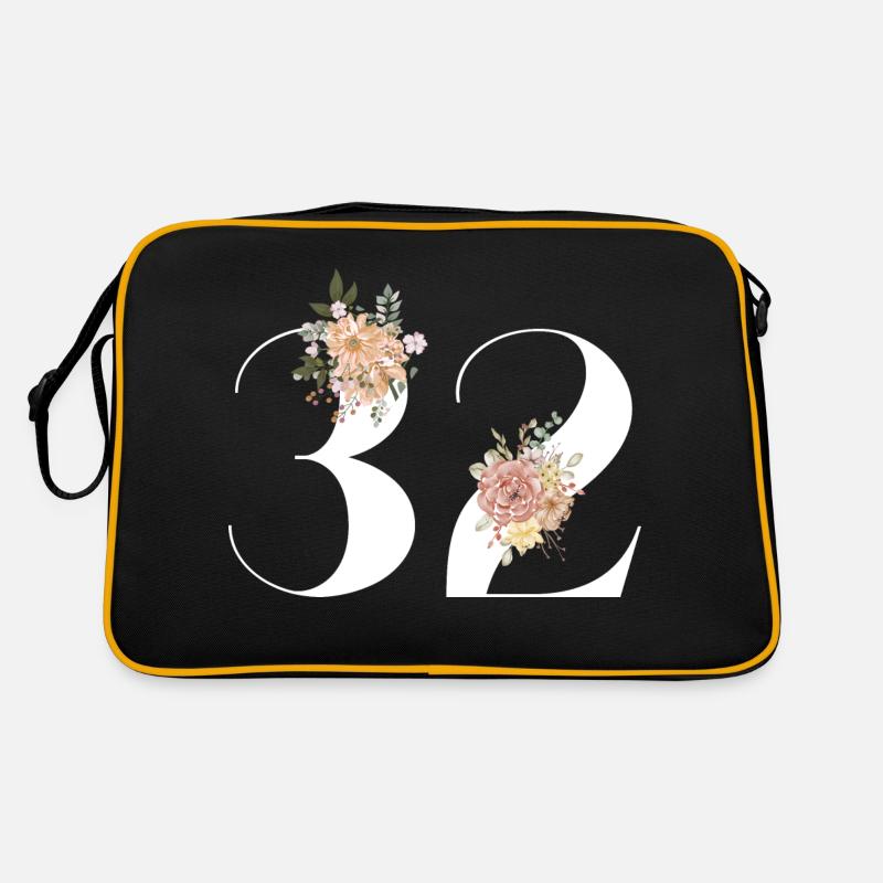 32e anniversaire fleuris (Cadeau de 32 ans) Sac Retro