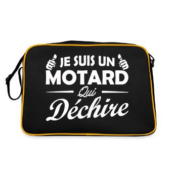 je suis un motard qui déchire / humour moto - Sac Retro - noir/or - Dos