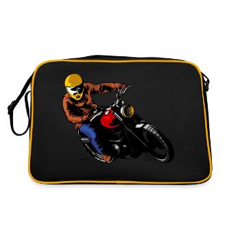 ride vintage motorcycle cornering - Retro Bag - black/gold - Back