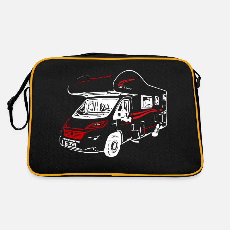 Wohnmobil Alkoven Camping Desgin Weiß/Rot Retro Tasche