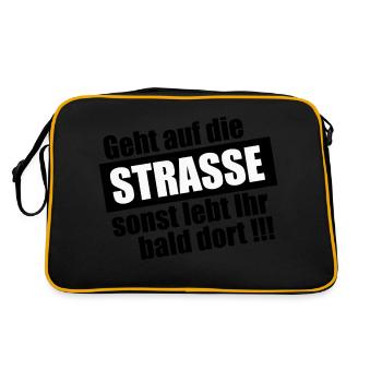 Geht auf die Straße - Retro Tasche - Schwarz/Gold - Hinten