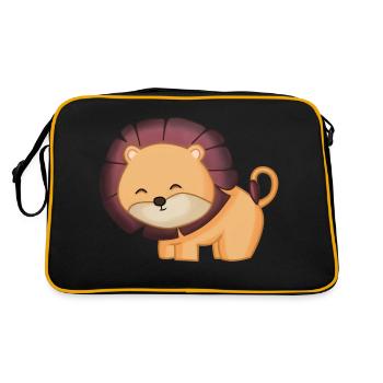 Niedlicher Löwe - Retro Tasche - Schwarz/Gold - Hinten