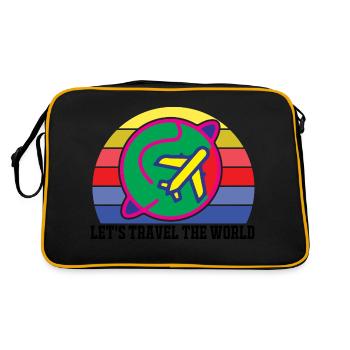 Let's travel the world. Plane, world trip - Retro Bag - black/gold - Back