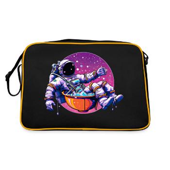 Funky Astronaut im Weltraum nimmt ein Bad - Retro Tasche - Schwarz/Gold - Hinten