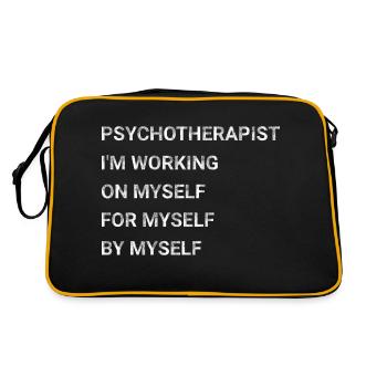 Psychotherapist I m Working On Myself For Myself - Retro Bag - black/gold - Back
