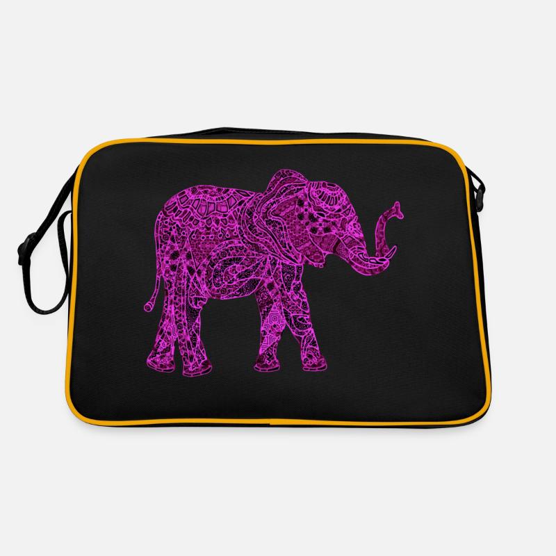 Elefant - Retro Tasche - Schwarz/Gold