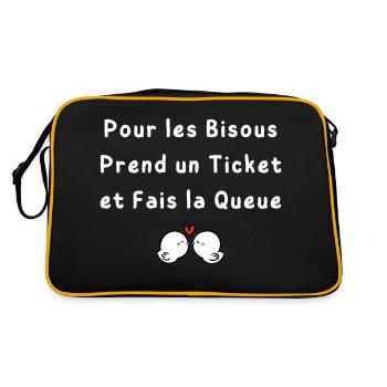 Pour les Bisous Prend un Ticket et Fais la Queue - Sac Retro - noir/or - Dos