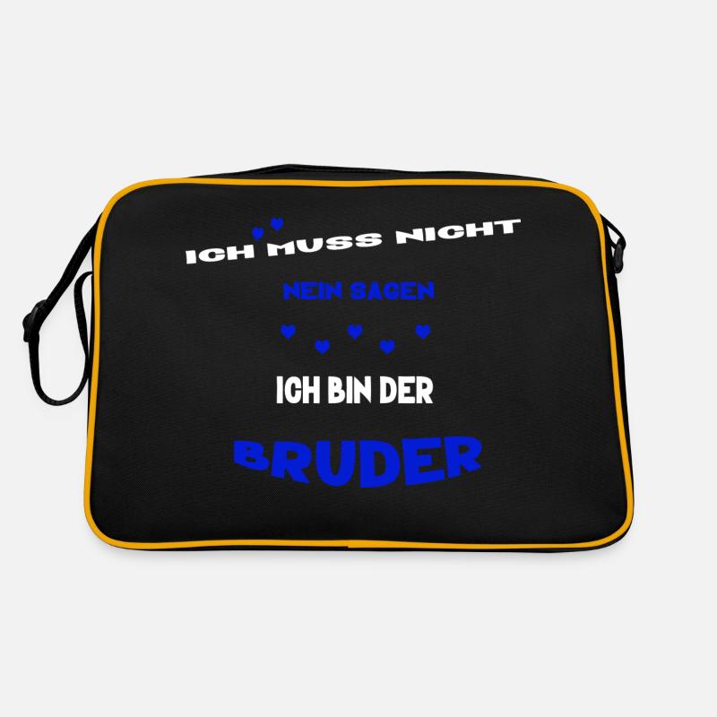 ich muss nicht nein sagen ich bin der bruder - Retro Tasche - Schwarz/Gold