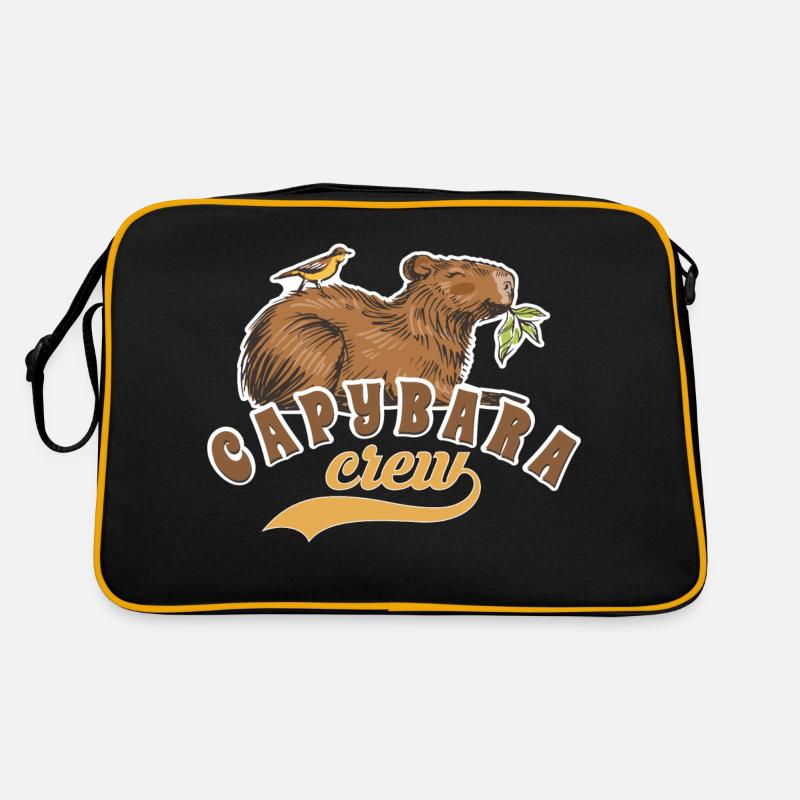Capybara Crew Wasserschwein Süß Mädchen Geschenk - Retro Tasche - Schwarz/Gold