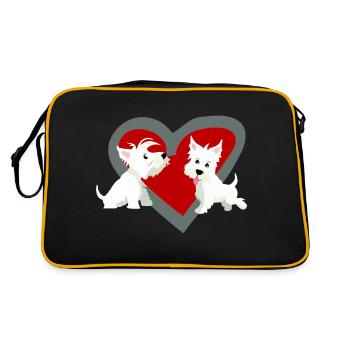 Valentinstag liebende Hunde - Retro Tasche - Schwarz/Gold - Hinten
