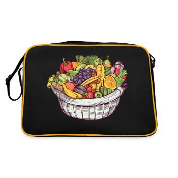 A basket filled with vegetables and fruit, transparent - Retro Bag - black/gold - Back