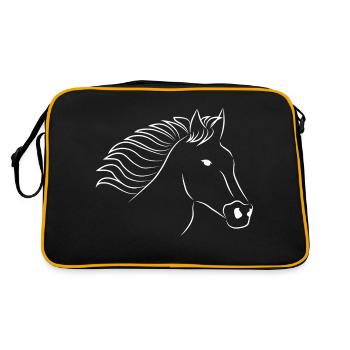 Horse horse head white - Retro Bag - black/gold - Back