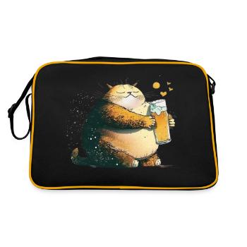Satisfied cat with beer - Retro Bag - black/gold - Back