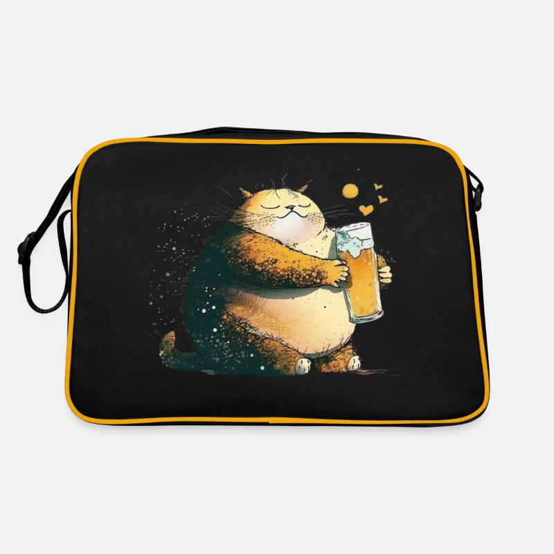 Chat satisfait avec de la bière Sac Retro