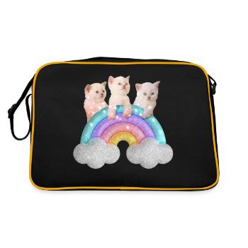 Kawai Colorful Rainbow Cat kitten lovers Kitty - Retro Bag - black/gold - Back