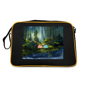 Hugadino Dinos dans la forêt, dinosaure mignon, amour - Sac Retro - noir/or - Dos