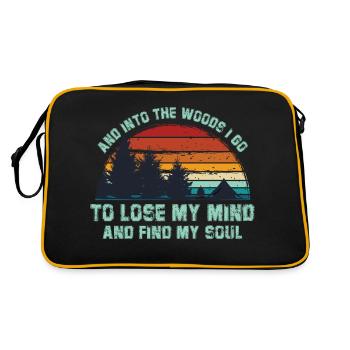 Wald Zitat Retro - Und in den Wald gehe ich - Retro Tasche - Schwarz/Gold - Hinten