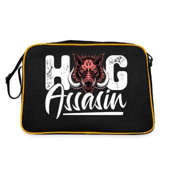 Hog Assasin Hog Head Design pour un fan de chasse au porc - Sac Retro - noir/or - Dos
