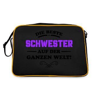 die beste schwester - Retro Tasche - Schwarz/Gold - Hinten