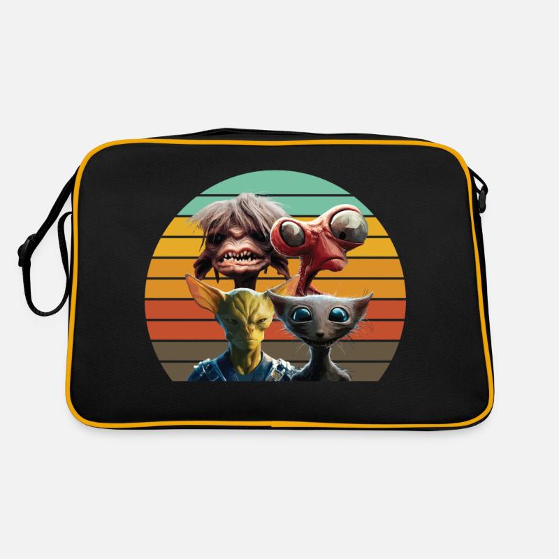 Cool Aliens - Retro Tasche - Schwarz/Gold