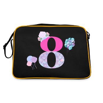 8th birthday mermaid - Retro Bag - black/gold - Back