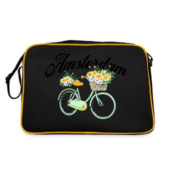 Amsterdam Fleur Vélo Souvenir Hollandais - Sac Retro - noir/or - Dos