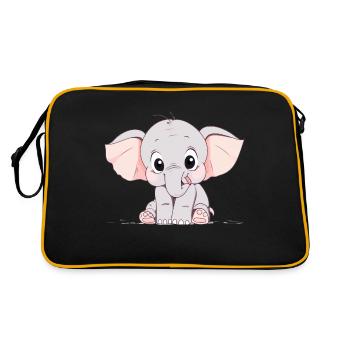 Süßer kleiner Elefant - Retro Tasche - Schwarz/Gold - Hinten