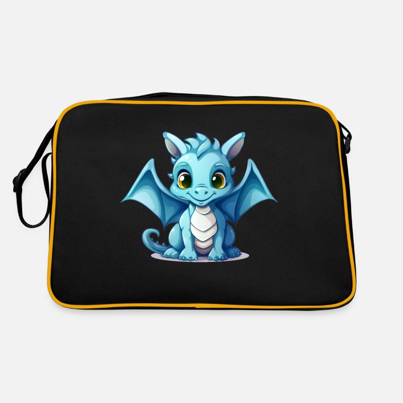 Petit Dragon Bleu - Sac Retro - noir/or