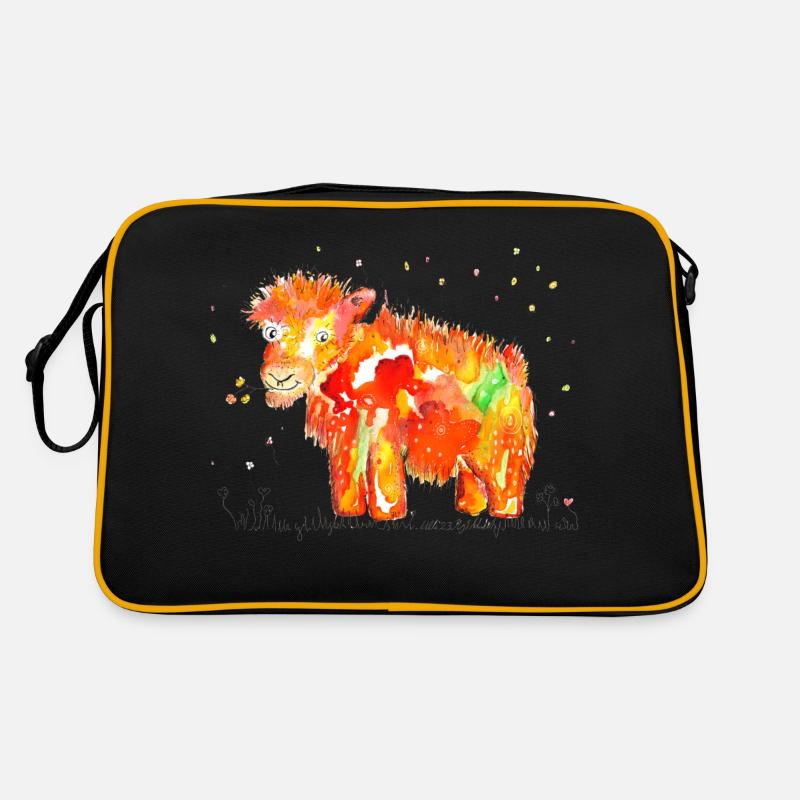 Gute Laune Moschus-Ochse - Retro Tasche - Schwarz/Gold