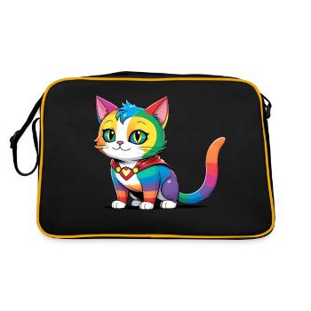 Superhelden LGBT Regenbogen Katze - Retro Tasche - Schwarz/Gold - Hinten