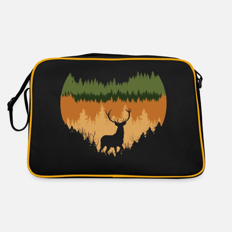 tiefer Wald und Hirsche Retro Tasche