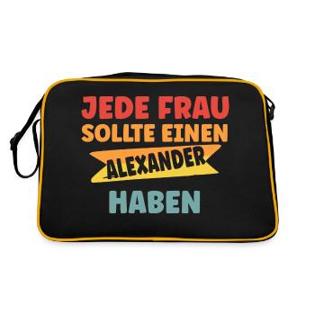 Jede Frau sollte einen Alexander haben - Retro Tasche - Schwarz/Gold - Hinten