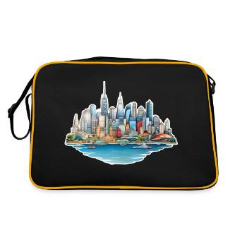 Skyline Großstadt - Retro Tasche - Schwarz/Gold - Hinten