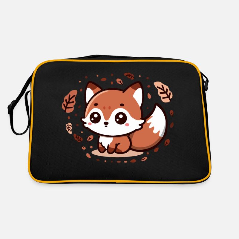 Autumn Charm: Chibi Fox with Fluffy Tail Retro Bag