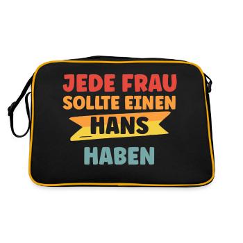 Jede Frau sollte einen Hans haben - Retro Tasche - Schwarz/Gold - Hinten