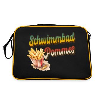 Schwimmbad Pommes - Retro Tasche - Schwarz/Gold - Hinten