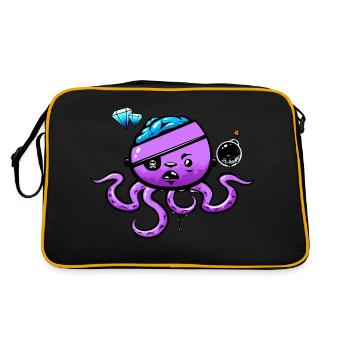 Piraten-Oktopus mit Bombe - Retro Tasche - Schwarz/Gold - Hinten